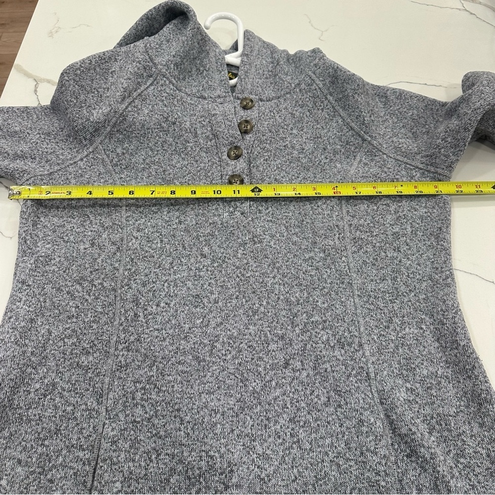 Cabela's Gray Heathered Button Neck Fleece Hoodie Pullover L - Picture 4 of 10